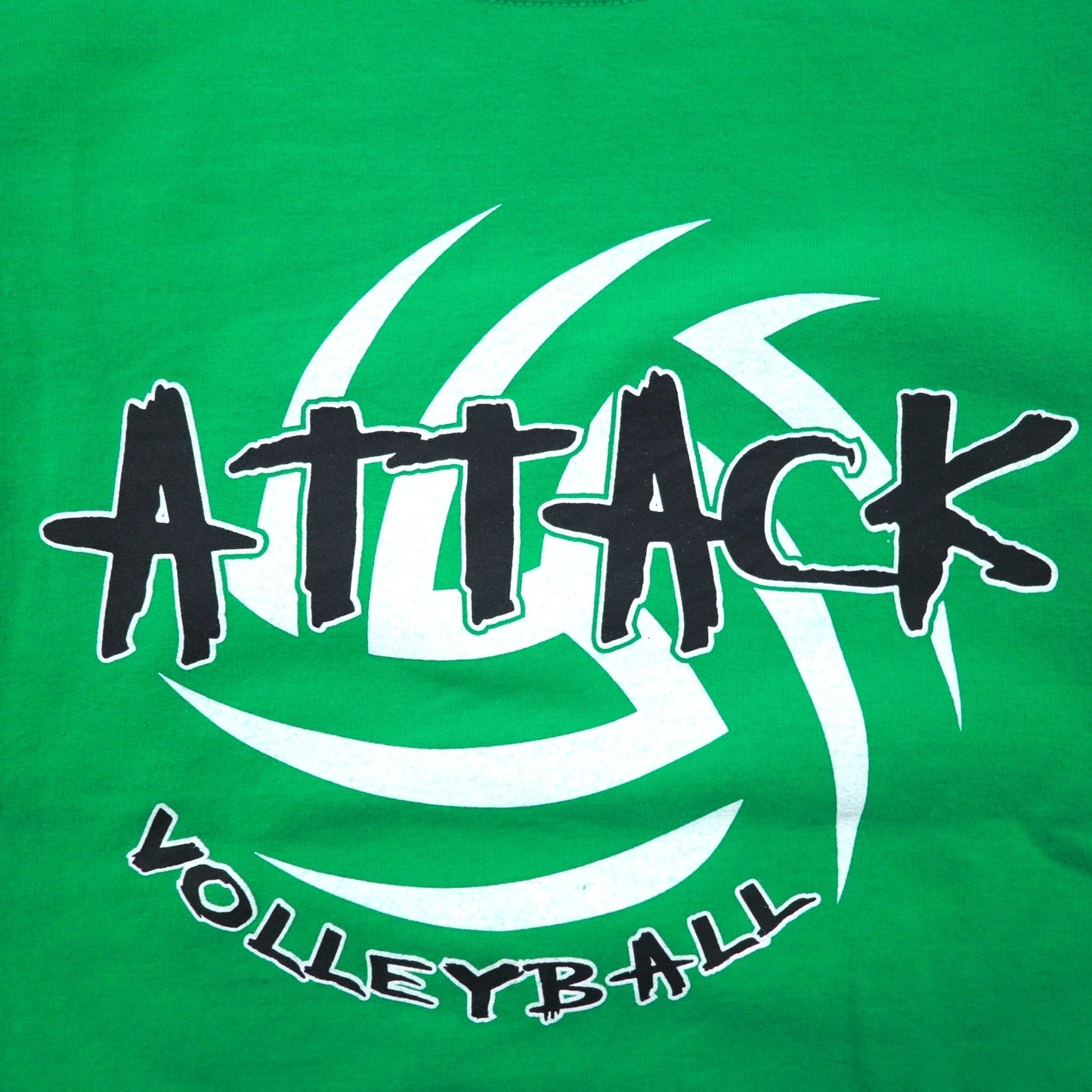 GILDAN クルーネック スウェット L グリーン プリント 裏起毛 ATTACK VOLLEYBALL ホンジュラス製