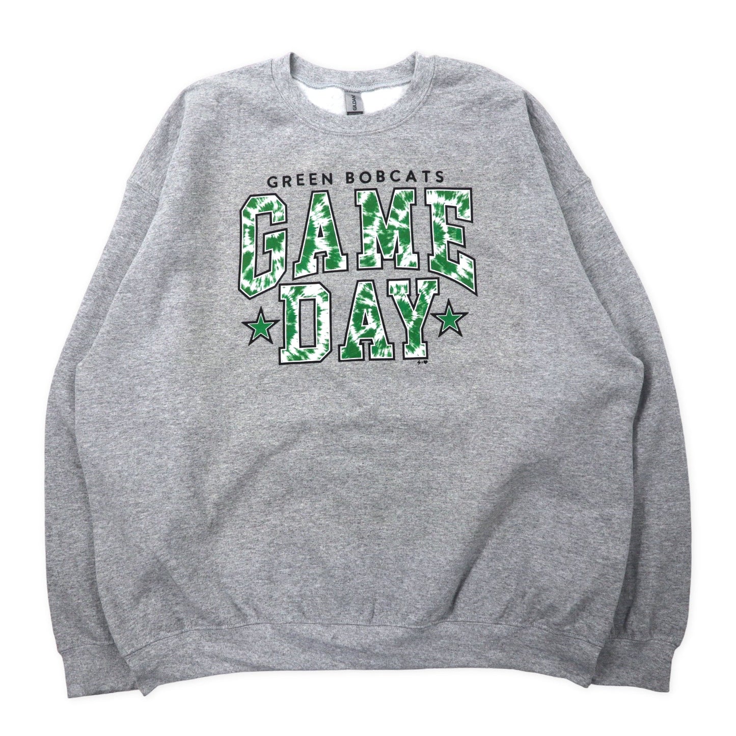 GILDAN カレッジプリント スウェット 2XL グレー コットン 裏起毛 GREEN BOBCATS フットボール GAME DAY ビッグサイズ