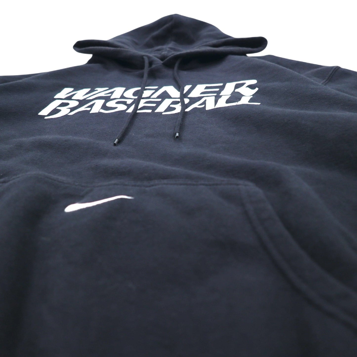 NIKE 00年代 TEAMタグ WAGNER BASEBALL プリントパーカー XL ブラック コットン センタースウッシュ ロゴ刺繍