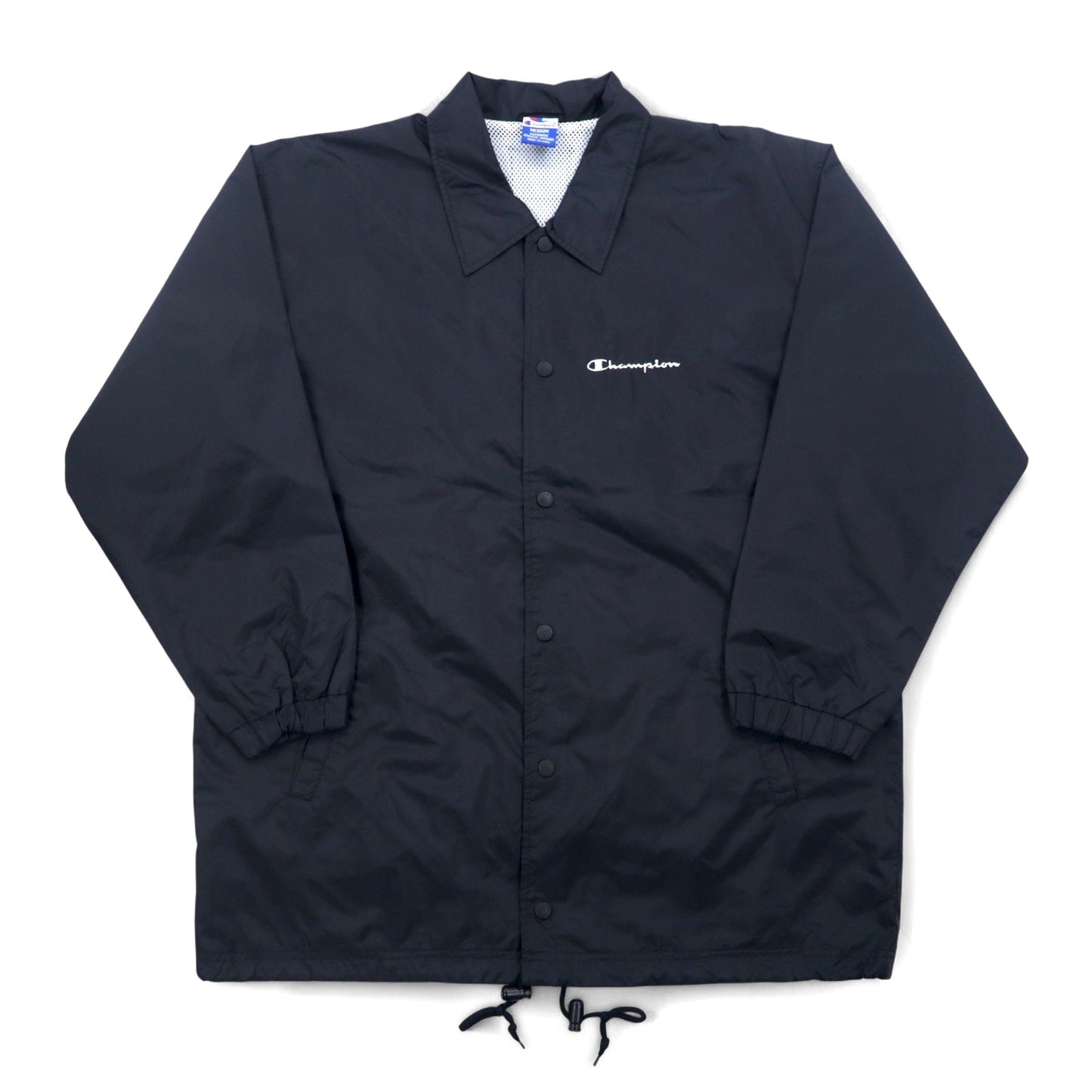 Champion 90年代 オーバーサイズ コーチジャケット M ブラック ナイロン メッシュライナー スクリプトロゴ