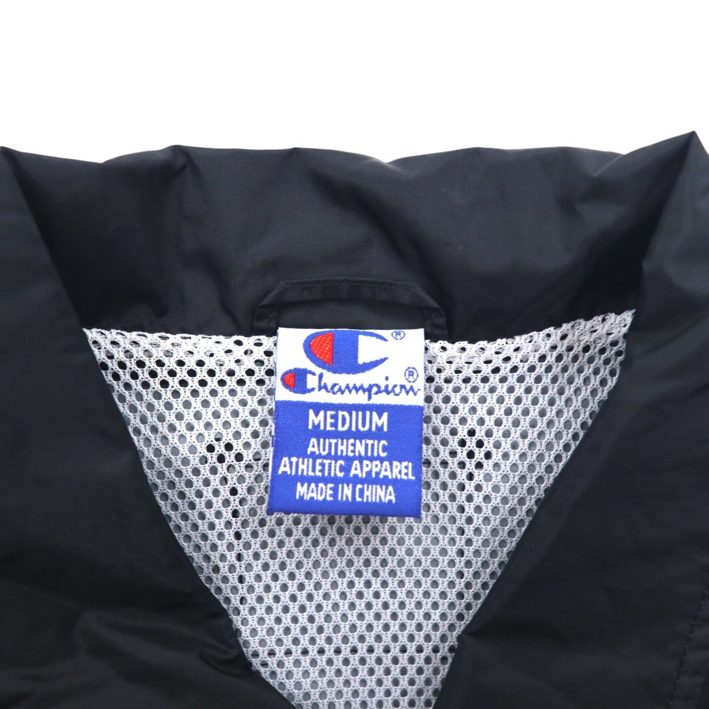 Champion 90年代 オーバーサイズ コーチジャケット M ブラック ナイロン メッシュライナー スクリプトロゴ