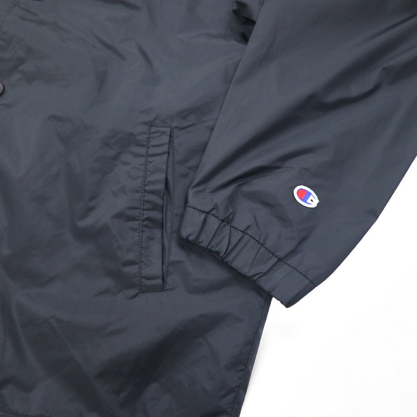 Champion 90年代 オーバーサイズ コーチジャケット M ブラック ナイロン メッシュライナー スクリプトロゴ