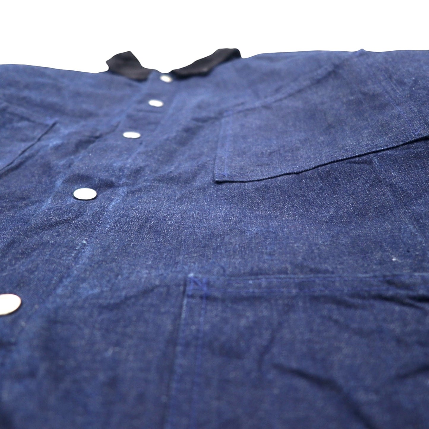 Dickies USA製 90年代 デニム カバーオール 42 ブルー コットン 裏地ブランケット 襟コーデュロイ