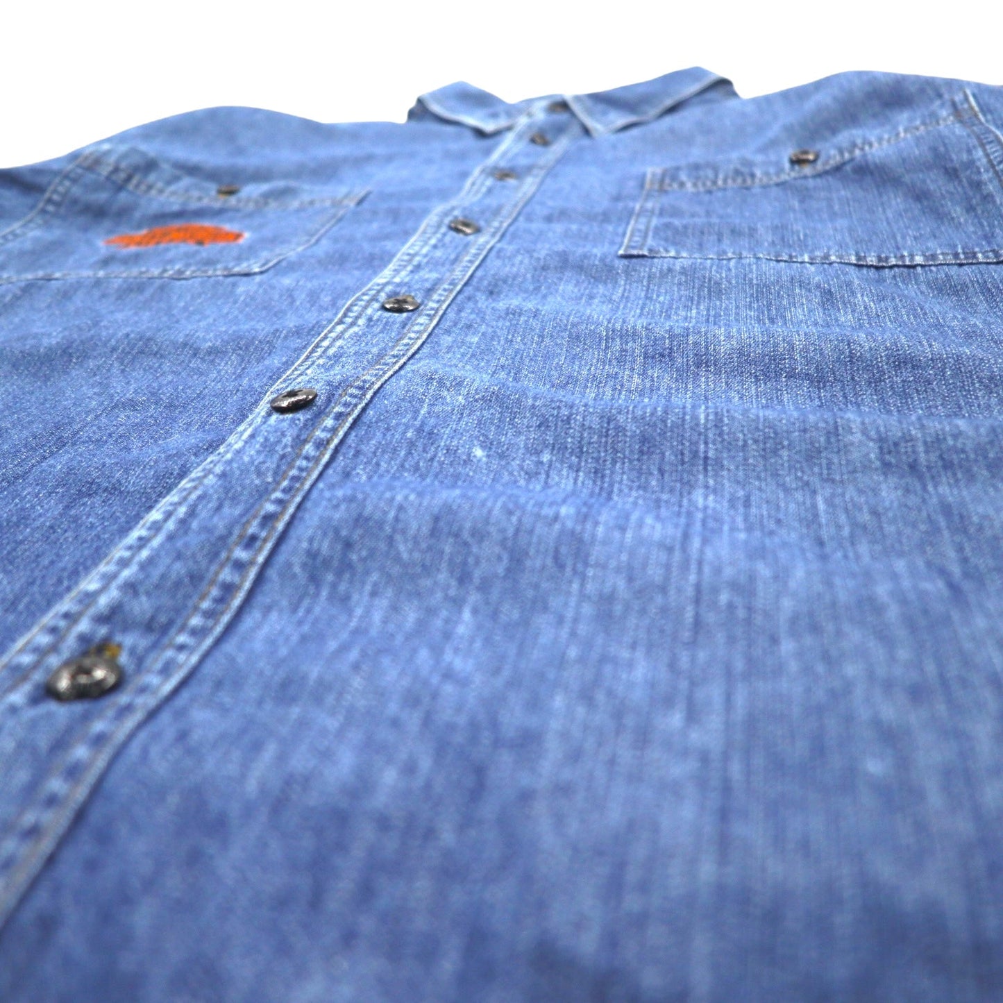 HARLEY DAVIDSON デニムシャツ XXXL ブルー コットン ロゴ刺繍 バックロゴ