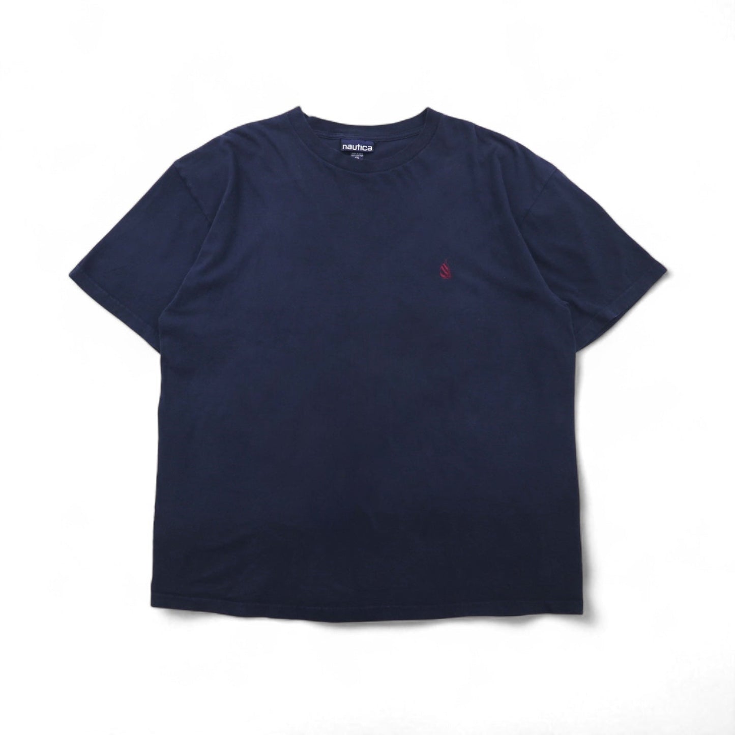 nautica 90年代 USA製 ワンポイントロゴ刺繍 Tシャツ 2XL ネイビー コットン