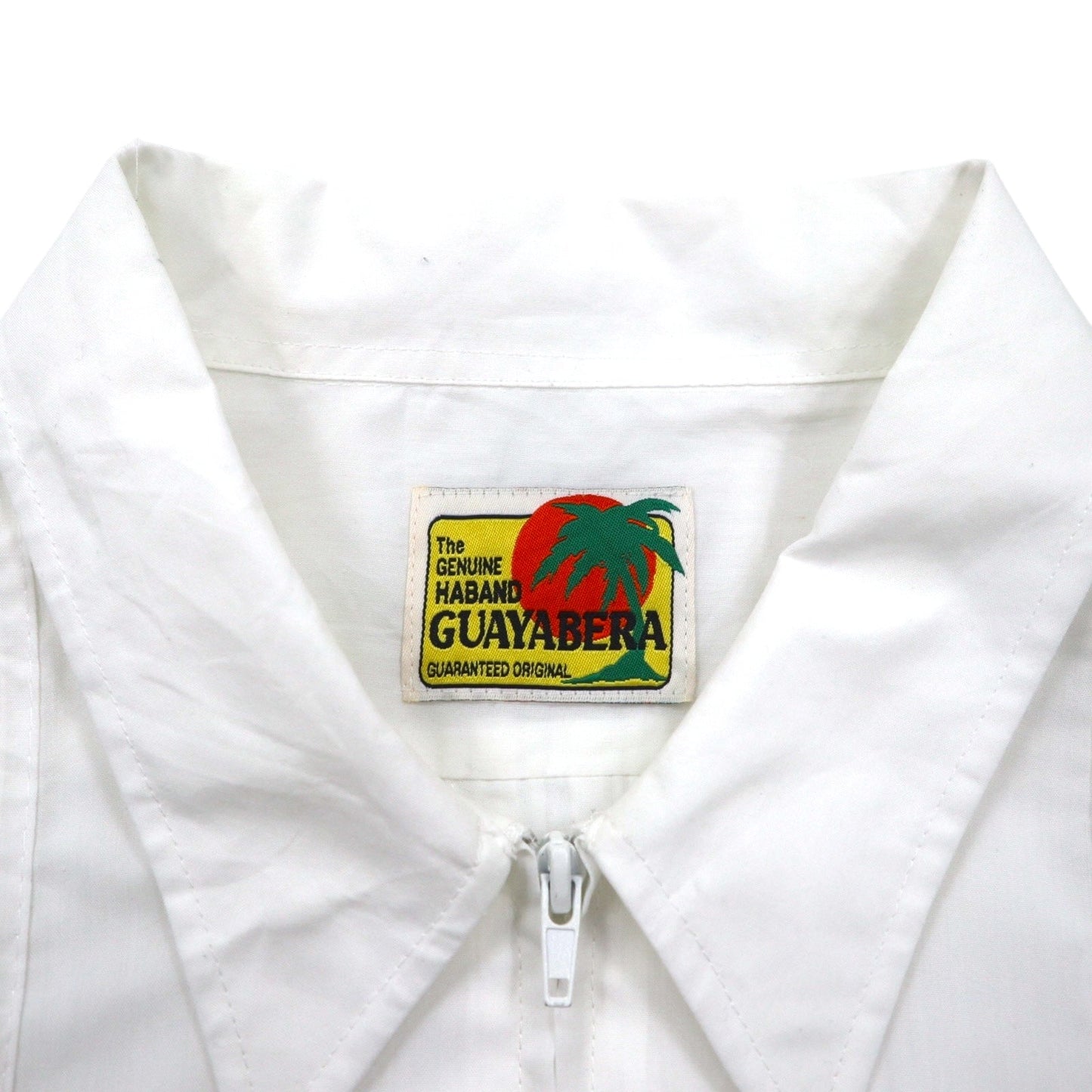 GUAYABERA 90年代 フルジップ キューバシャツ 半袖 ボックスシャツ XL ホワイト 刺繍