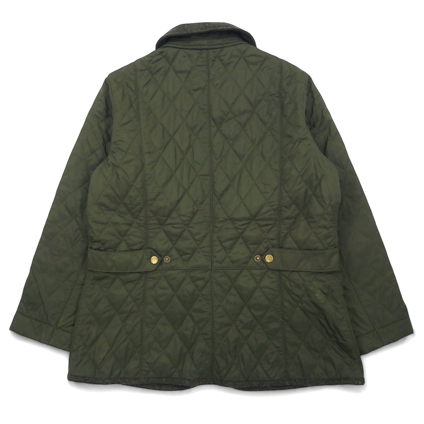 Barbour キルティングジャケット XL カーキ ナイロン ツイード切替 VINTAGE TWEED QUILT JACKET LQU02620L71