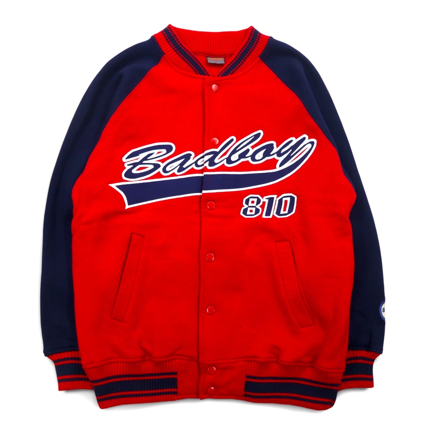 BAD BOY 90年代 スウェット スタジャン M レッド ネイビー コットン 裏起毛 ロゴ刺繍