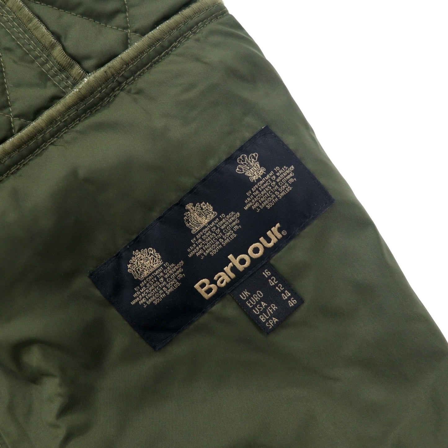 Barbour キルティングジャケット XL カーキ ナイロン ツイード切替 VINTAGE TWEED QUILT JACKET LQU02620L71