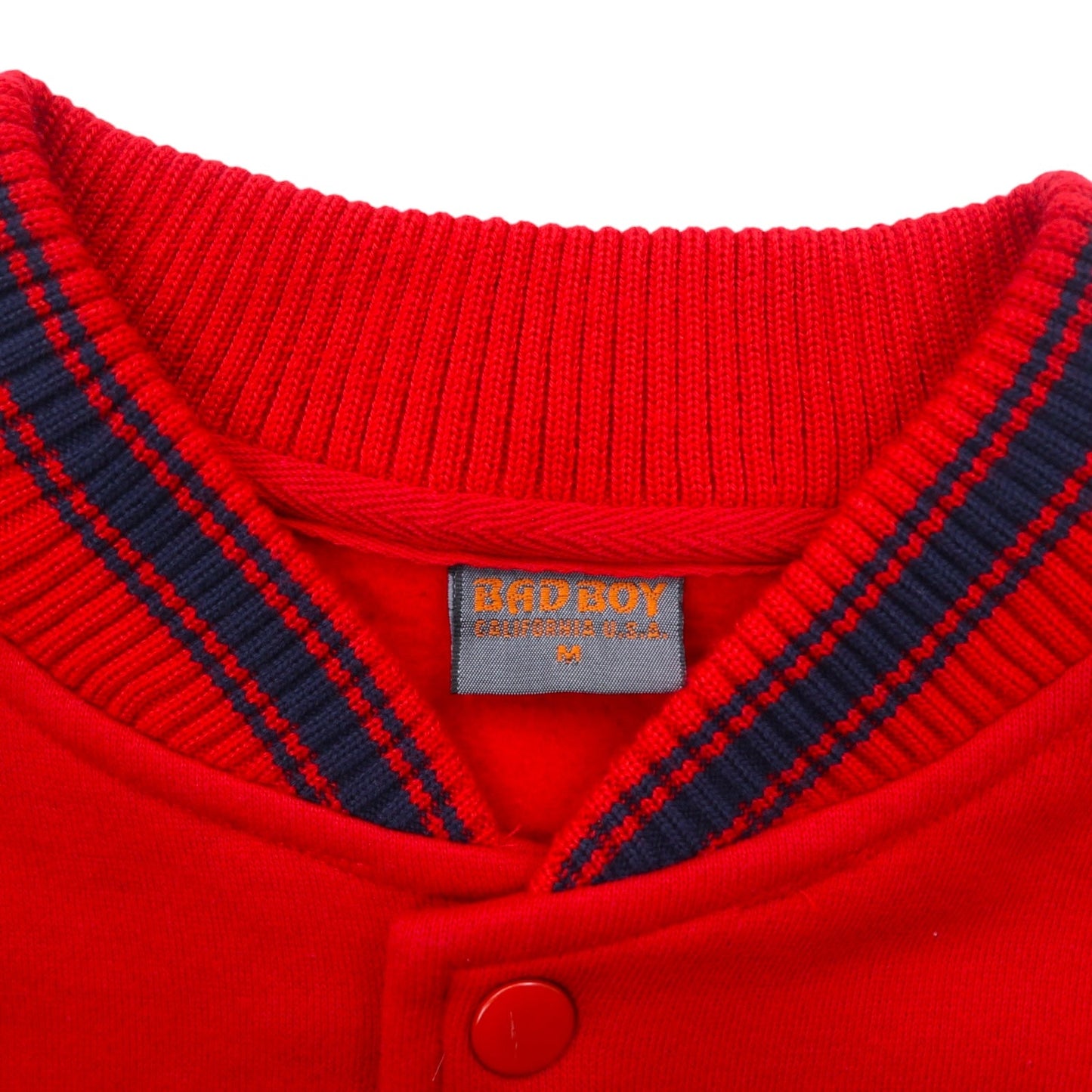BAD BOY 90年代 スウェット スタジャン M レッド ネイビー コットン 裏起毛 ロゴ刺繍