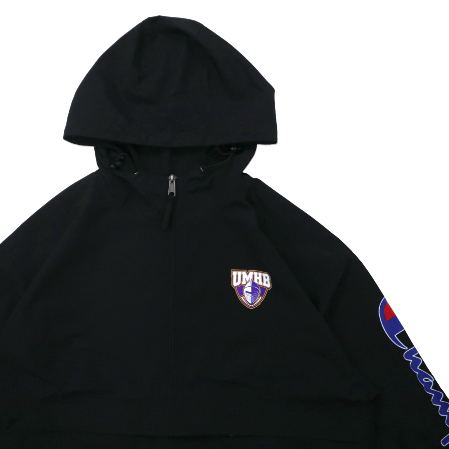 Champion アノラックパーカー 2XL ブラック ポリエステル UMHB カレッジプリント 袖ロゴプリント