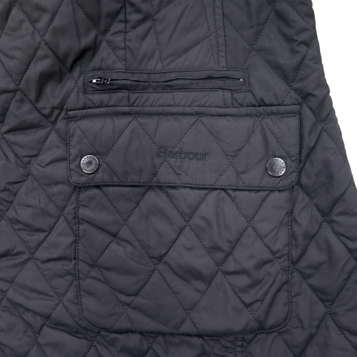 Barbour キルティングジャケット XL ブラック ポリエステル 裏地チェック CYNTHIA MATT QUILT JACKET L2359