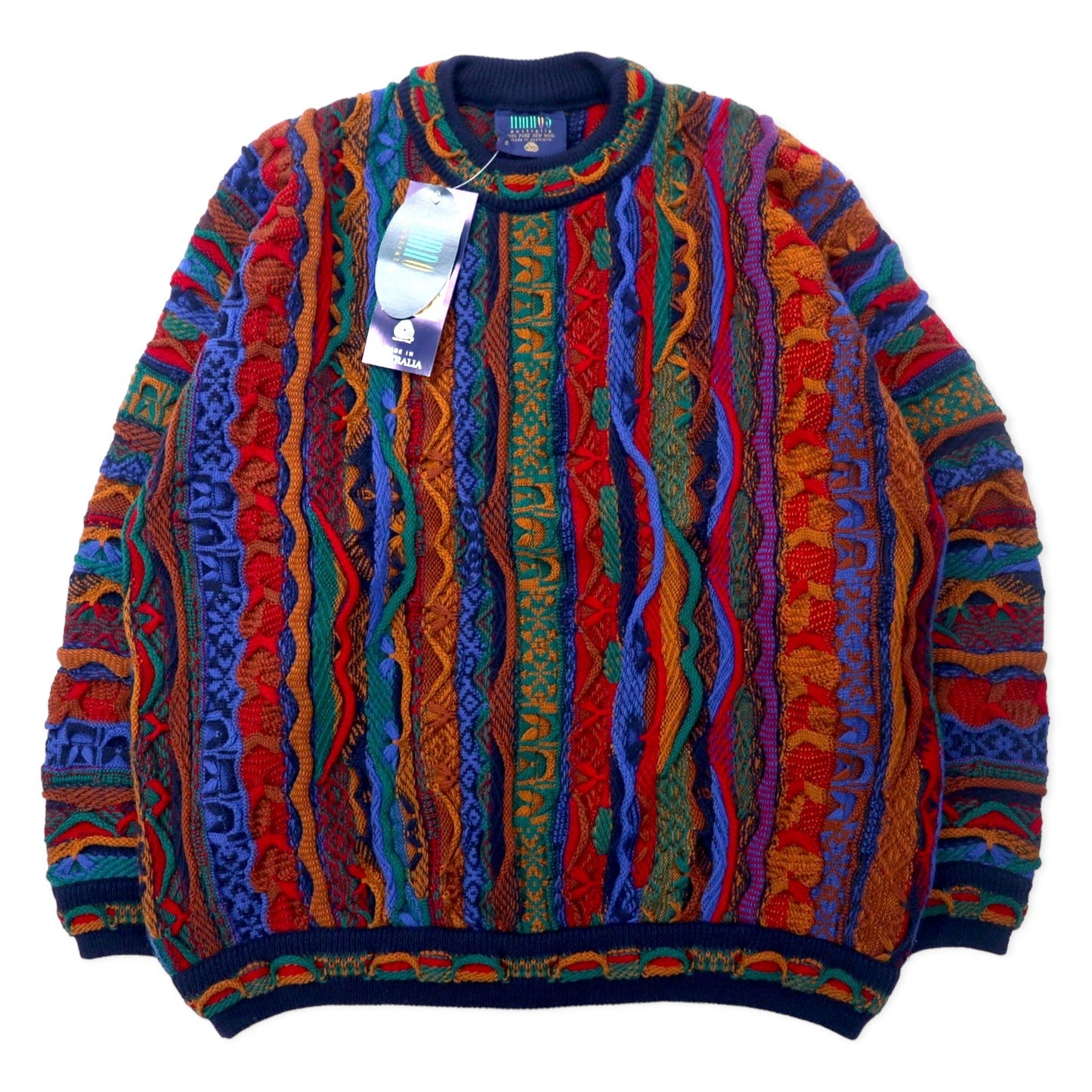 limnos 90年代 オーストラリア製 3Dニット セーター S マルチカラー ウール デッドストック 未使用品