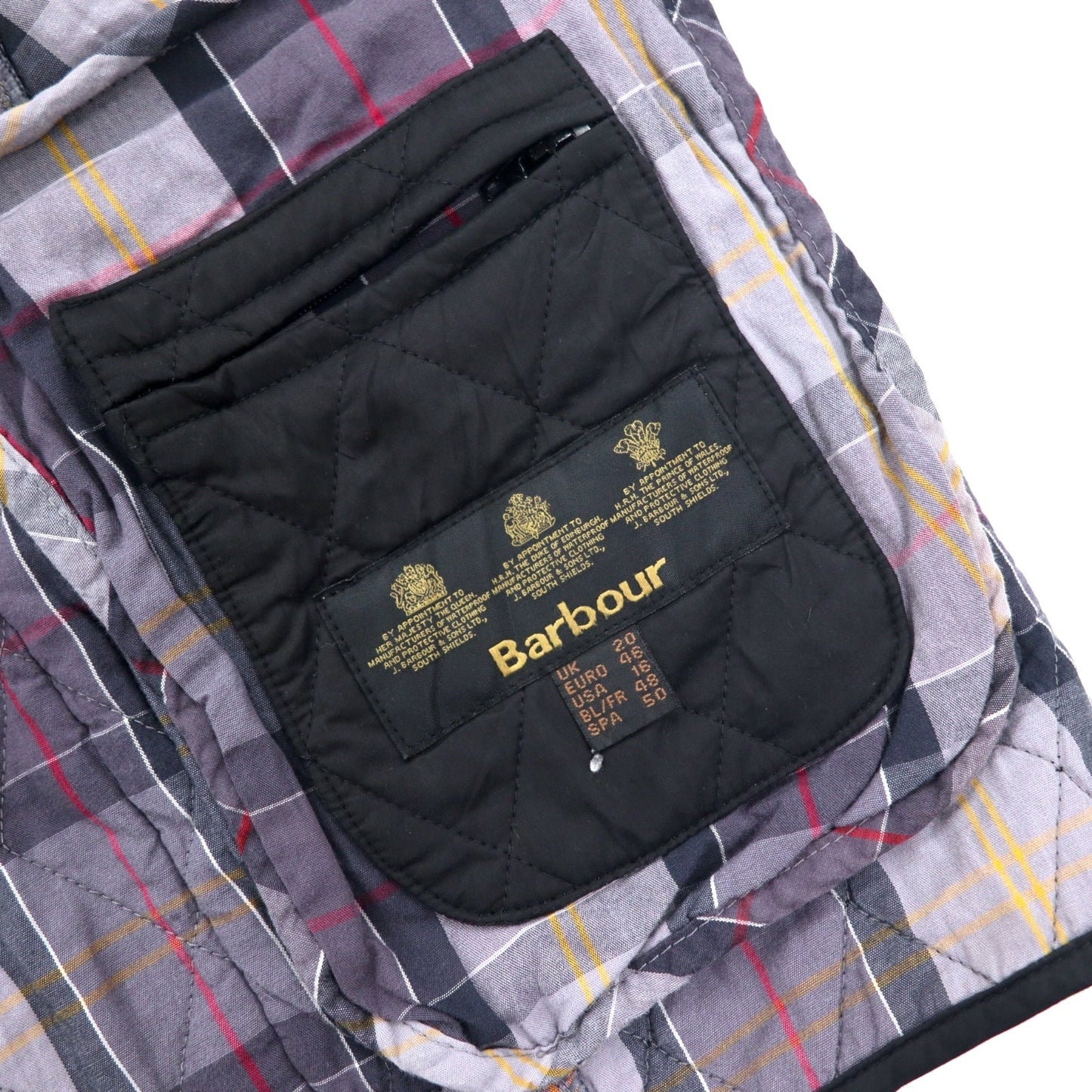 Barbour キルティングジャケット XL ブラック ポリエステル 裏地チェック CYNTHIA MATT QUILT JACKET L2359