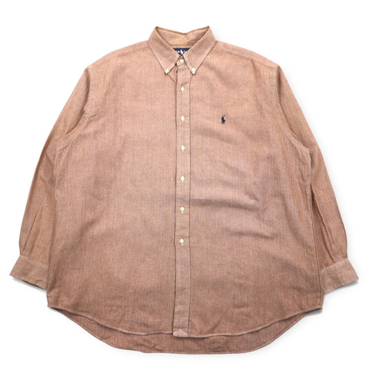 Ralph Lauren 90年代 ビッグサイズ BLAKE ボタンダウンシャツ XL ピンク ヘリンボーン ストライプ スモールポニー刺繍
