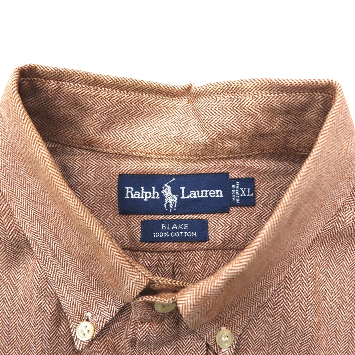 Ralph Lauren 90年代 ビッグサイズ BLAKE ボタンダウンシャツ XL ピンク ヘリンボーン ストライプ スモールポニー刺繍