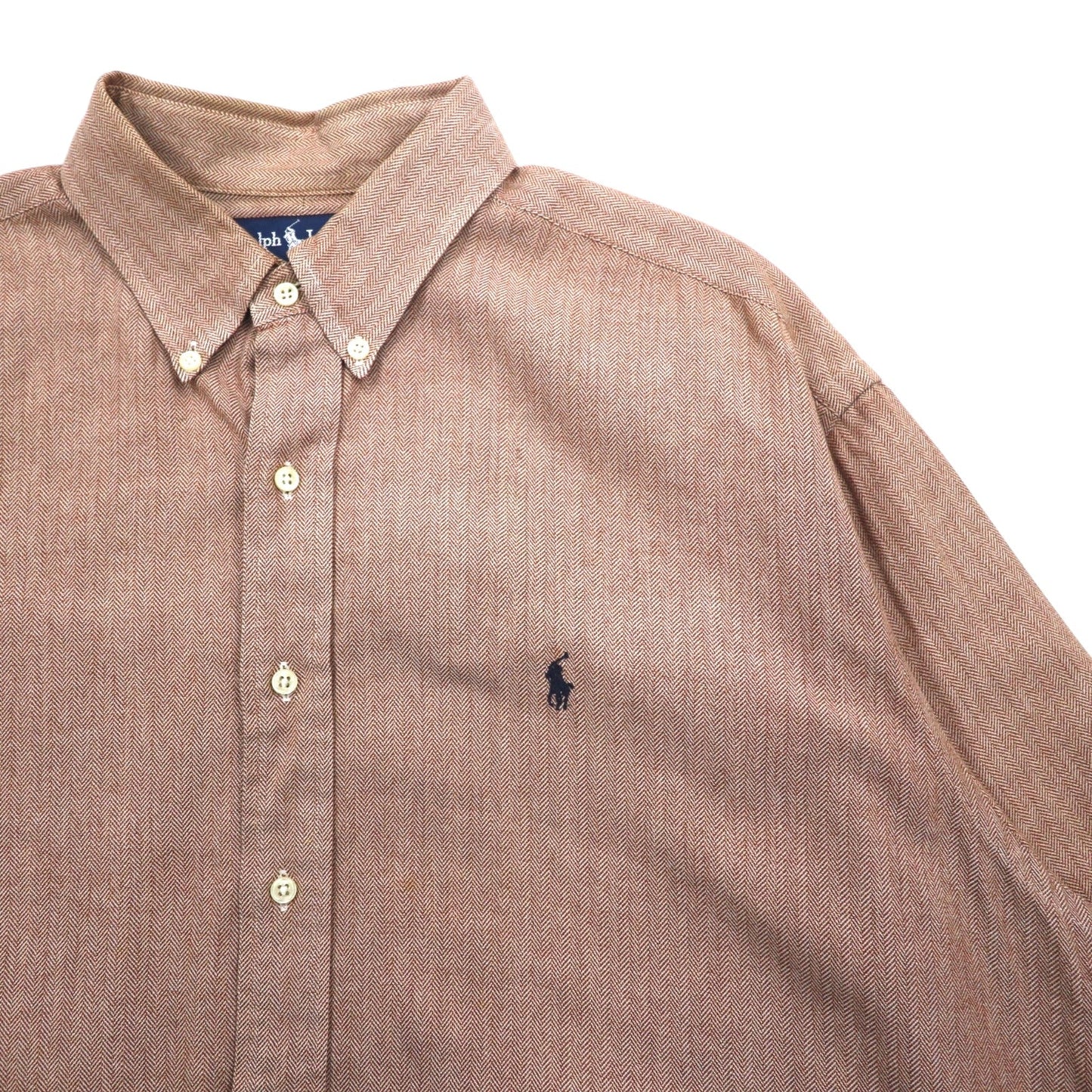 Ralph Lauren 90年代 ビッグサイズ BLAKE ボタンダウンシャツ XL ピンク ヘリンボーン ストライプ スモールポニー刺繍