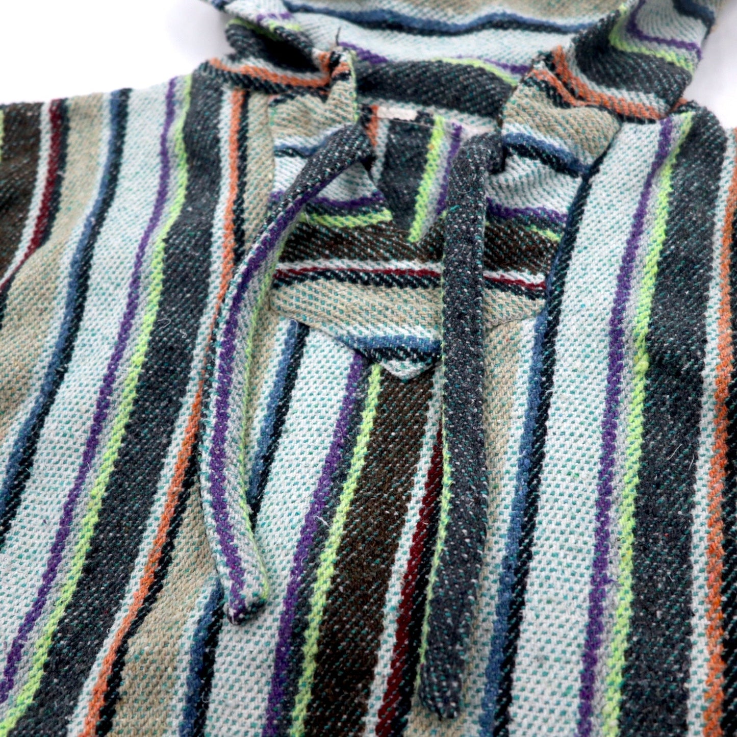 Vintage Baja Hoodie メキシカン パーカー M マルチカラー ボーダー ストライプ アクリル