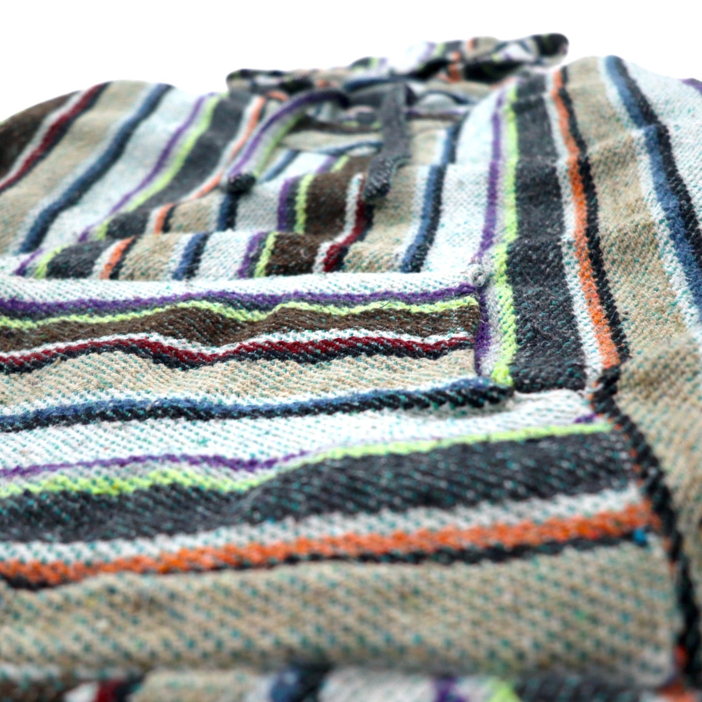 Vintage Baja Hoodie メキシカン パーカー M マルチカラー ボーダー ストライプ アクリル