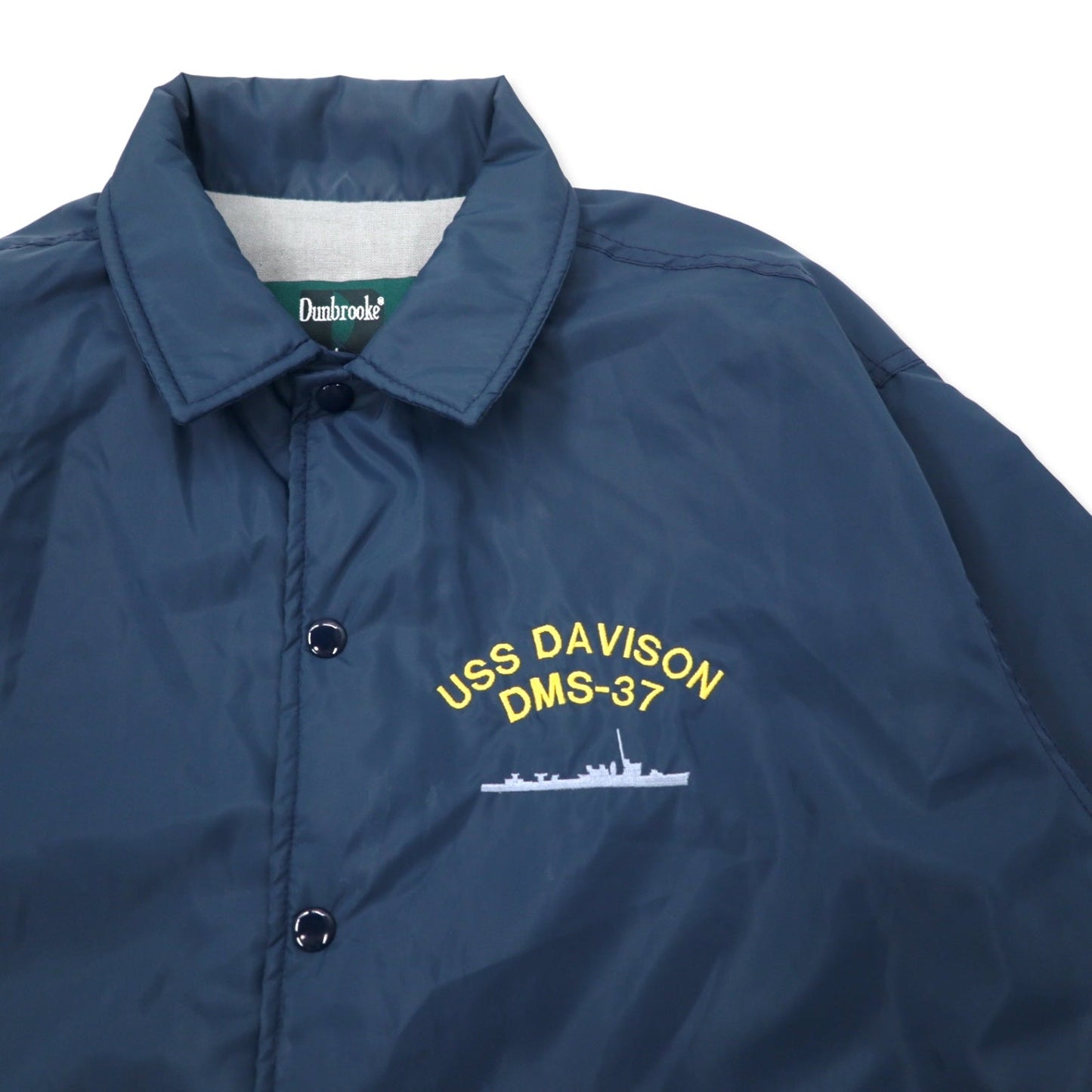 Dunbrooke USA製 90年代 コーチジャケット L ネイビー ナイロン USS DAVISON