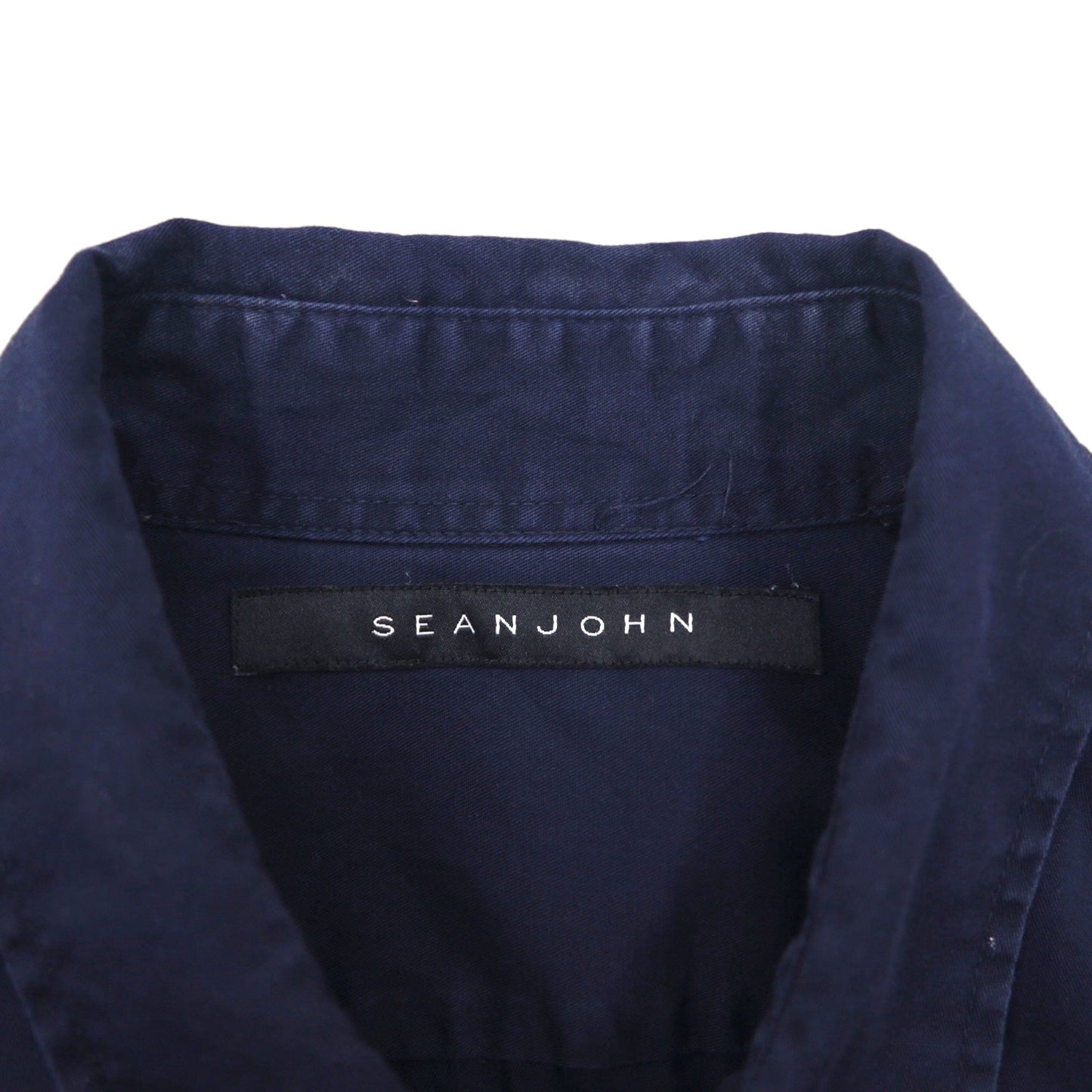 SEAN JOHN 00年代 リフレクターデザイン 半袖 フィールドシャツ L ネイビー コットン