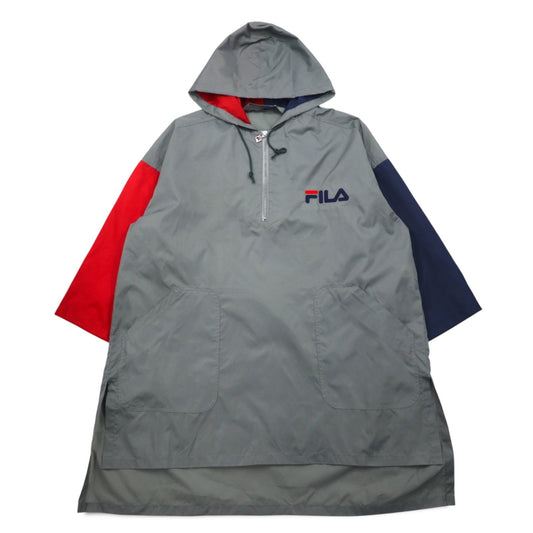 FILA 90年代 ロング アノラックパーカー S-M グレー ナイロン 撥水 ハーフジップ ビッグサイズ