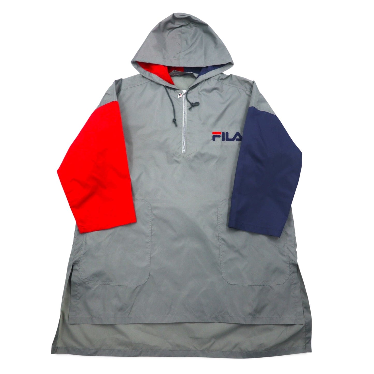 FILA 90年代 ロング アノラックパーカー S-M グレー ナイロン 撥水 ハーフジップ ビッグサイズ
