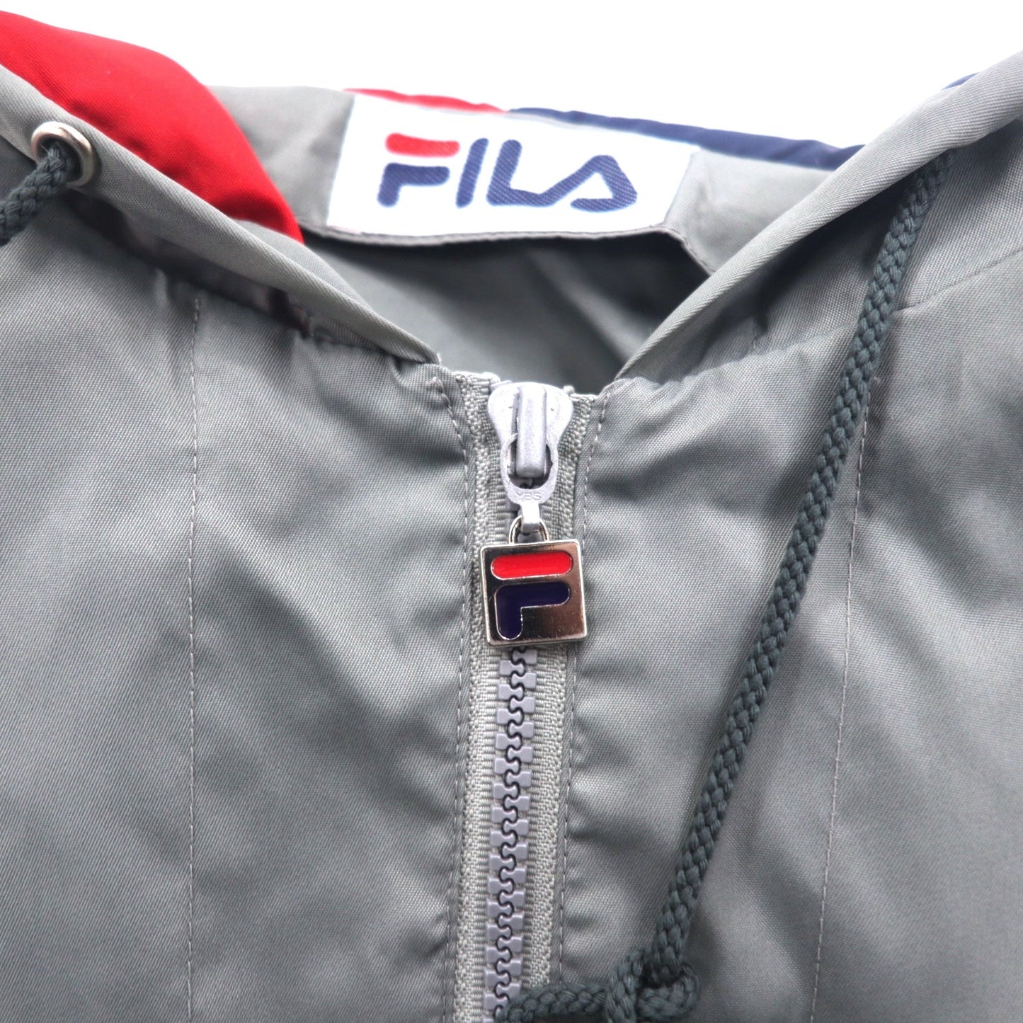 FILA 90年代 ロング アノラックパーカー S-M グレー ナイロン 撥水 ハーフジップ ビッグサイズ