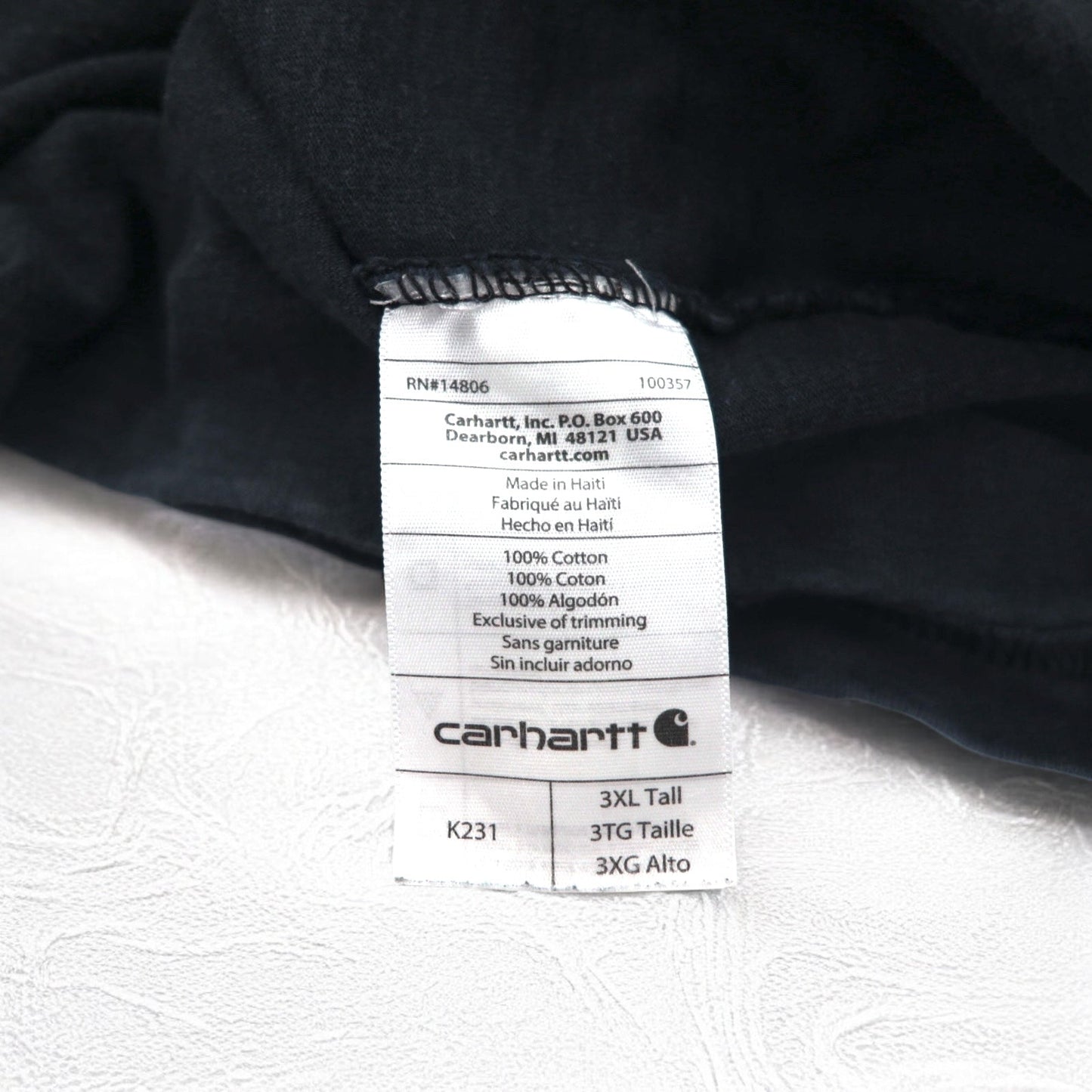 carhartt ロングスリーブ Tシャツ ロンT 3XL ORIGINAL FIT ブラック コットン ビッグサイズ