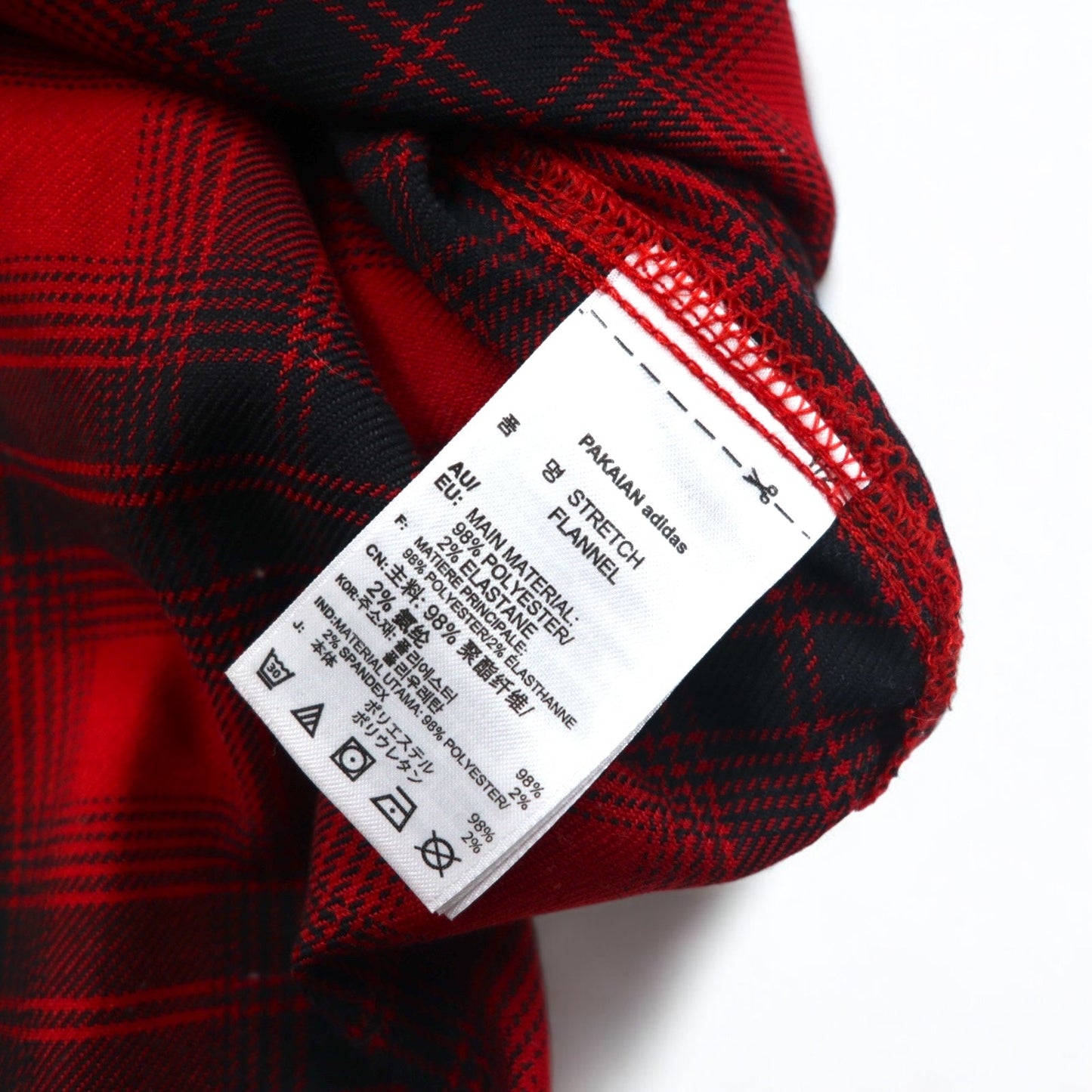 adidas originals フランネルシャツ M レッド チェック ポリエステル ストレッチ BR7936