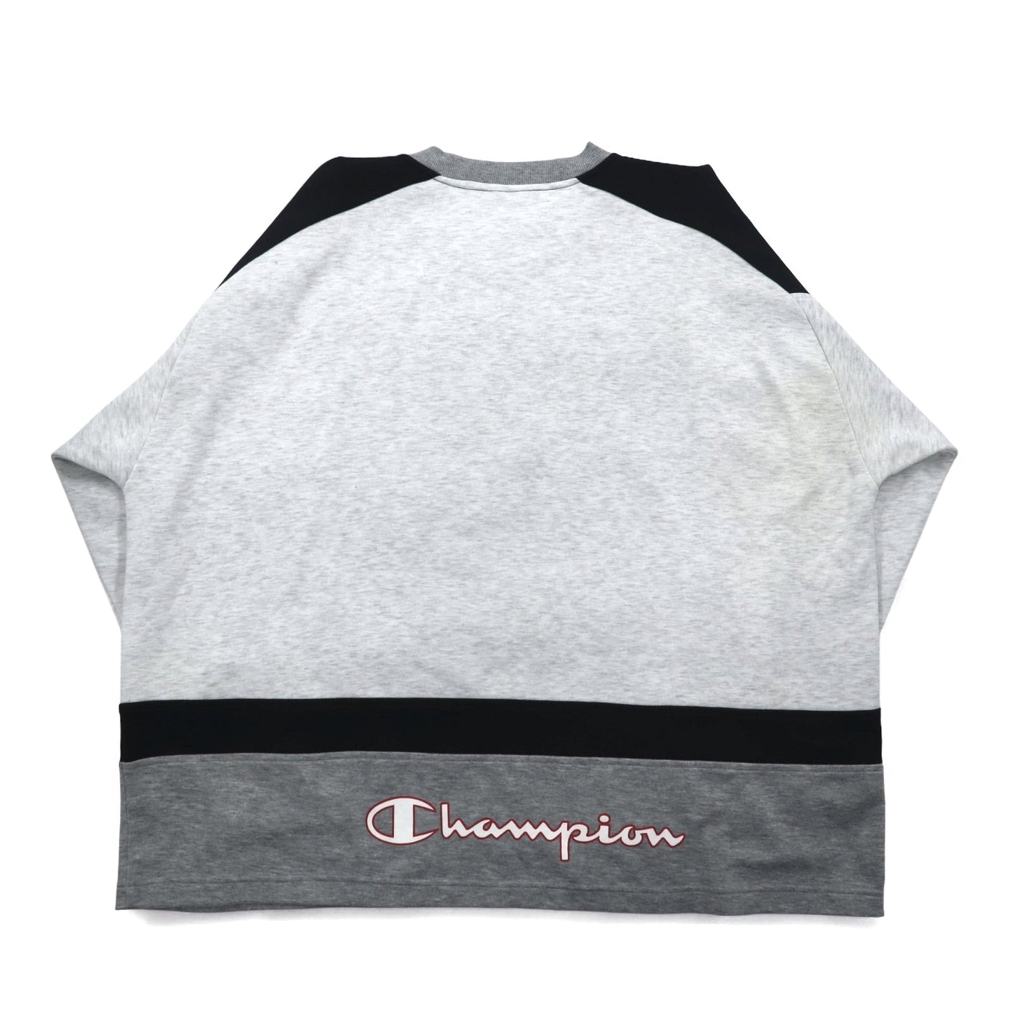 Champion 90年代 Vネック ラグラン スウェット 4XL グレー スクリプトロゴ ビッグサイズ