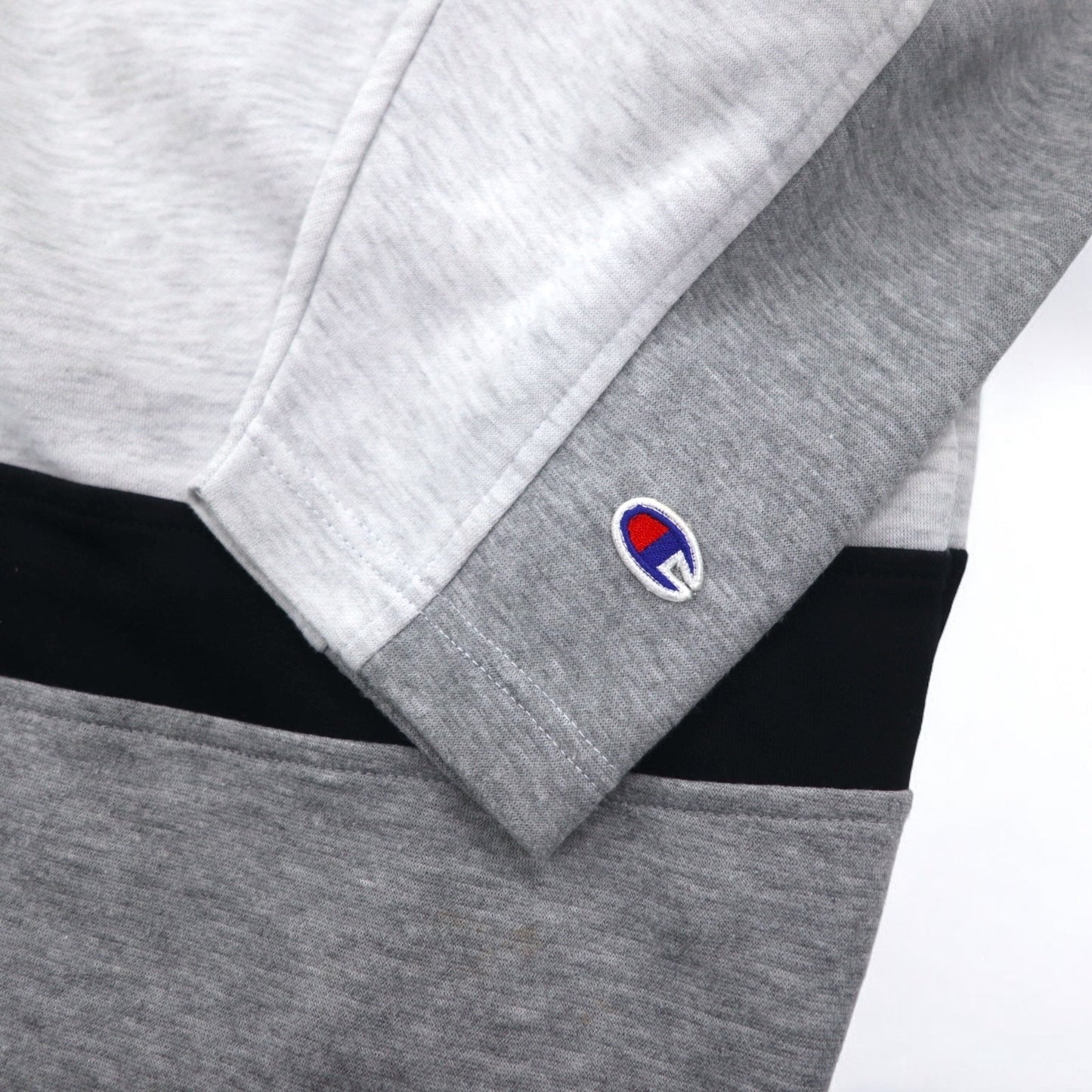 Champion 90年代 Vネック ラグラン スウェット 4XL グレー スクリプトロゴ ビッグサイズ