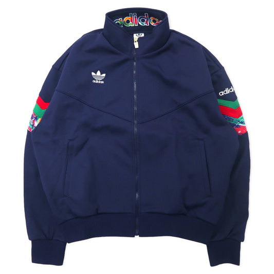 adidas 90年代 デサント社製 トラックジャケット ジャージ O ネイビー ポリエステル トレフォイルロゴ刺繍 日本製 未使用品