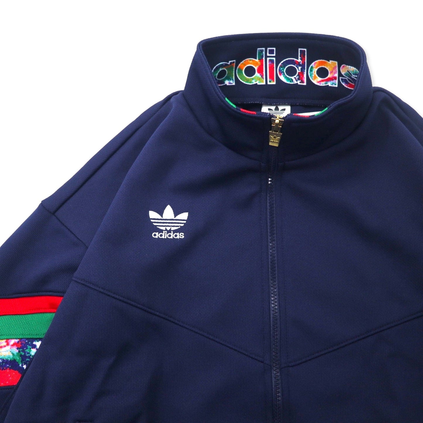 adidas 90年代 デサント社製 トラックジャケット ジャージ O ネイビー ポリエステル トレフォイルロゴ刺繍 日本製 未使用品