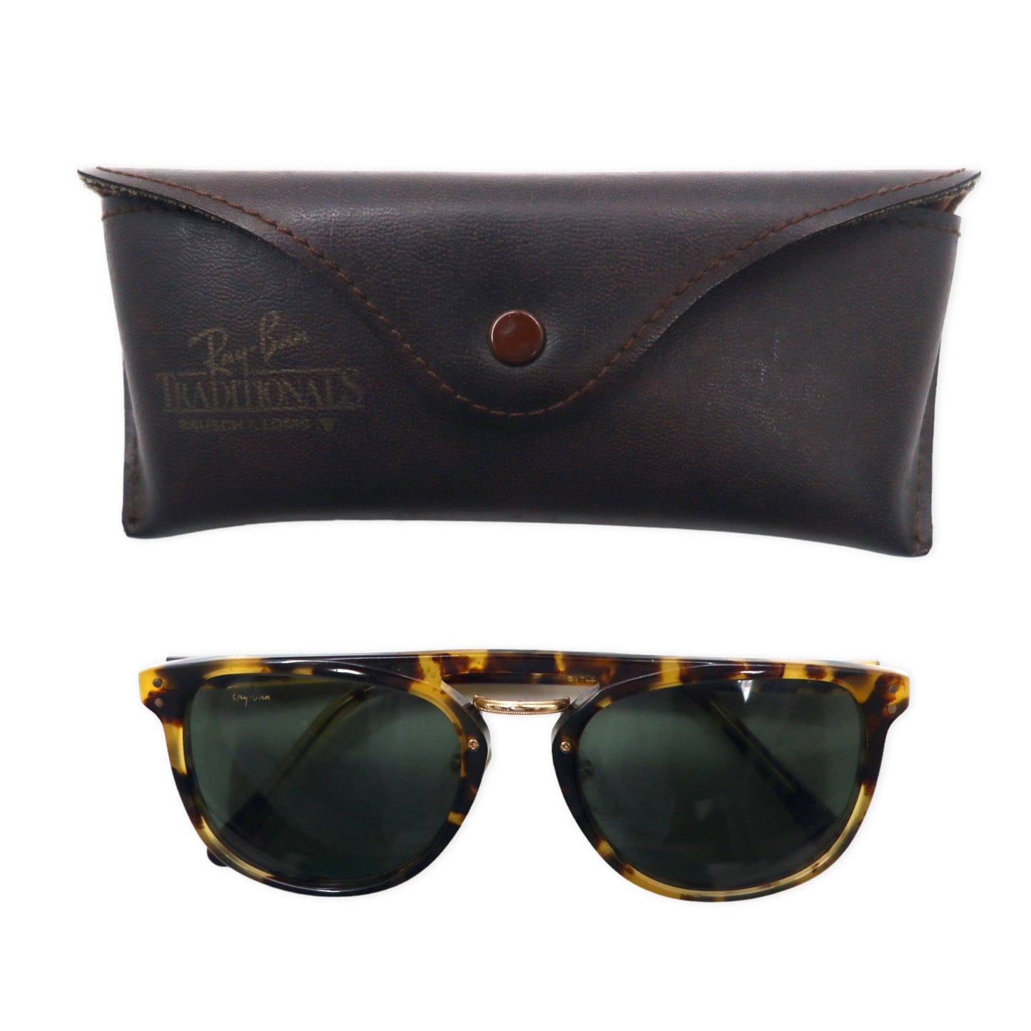 Ray-Ban TRADITIONALS ダブルブリッジ サングラス  ボストン ブラウン ベッコウ STYLE Q ( CQ004 ) 53□20 B&L ボシュロム社製
