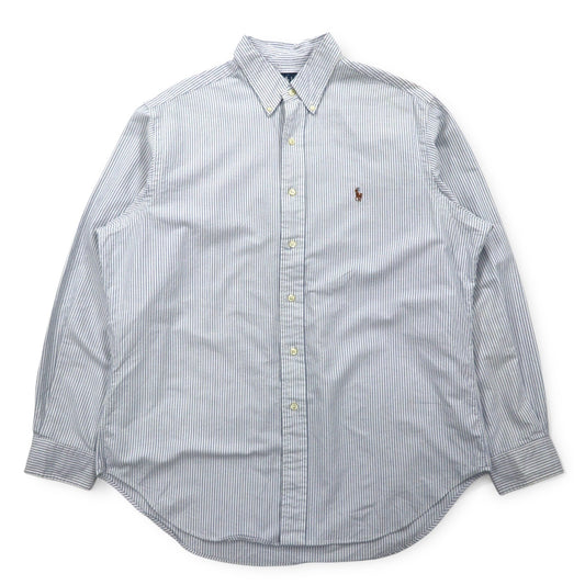 Ralph Lauren 90年代 CLASSIC FIT オックスフォード ボタンダウンシャツ XL ブルー ホワイト ストライプ スモールポニー刺繍