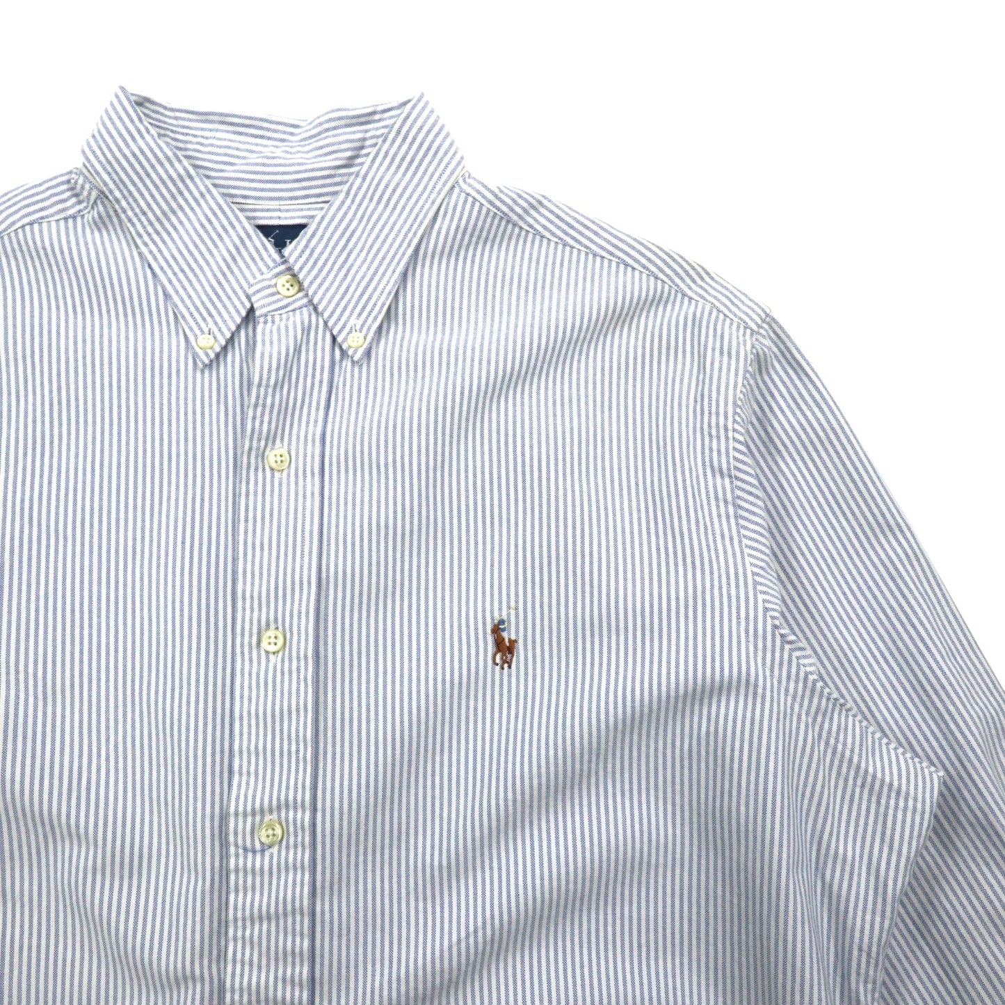 Ralph Lauren 90年代 CLASSIC FIT オックスフォード ボタンダウンシャツ XL ブルー ホワイト ストライプ スモールポニー刺繍