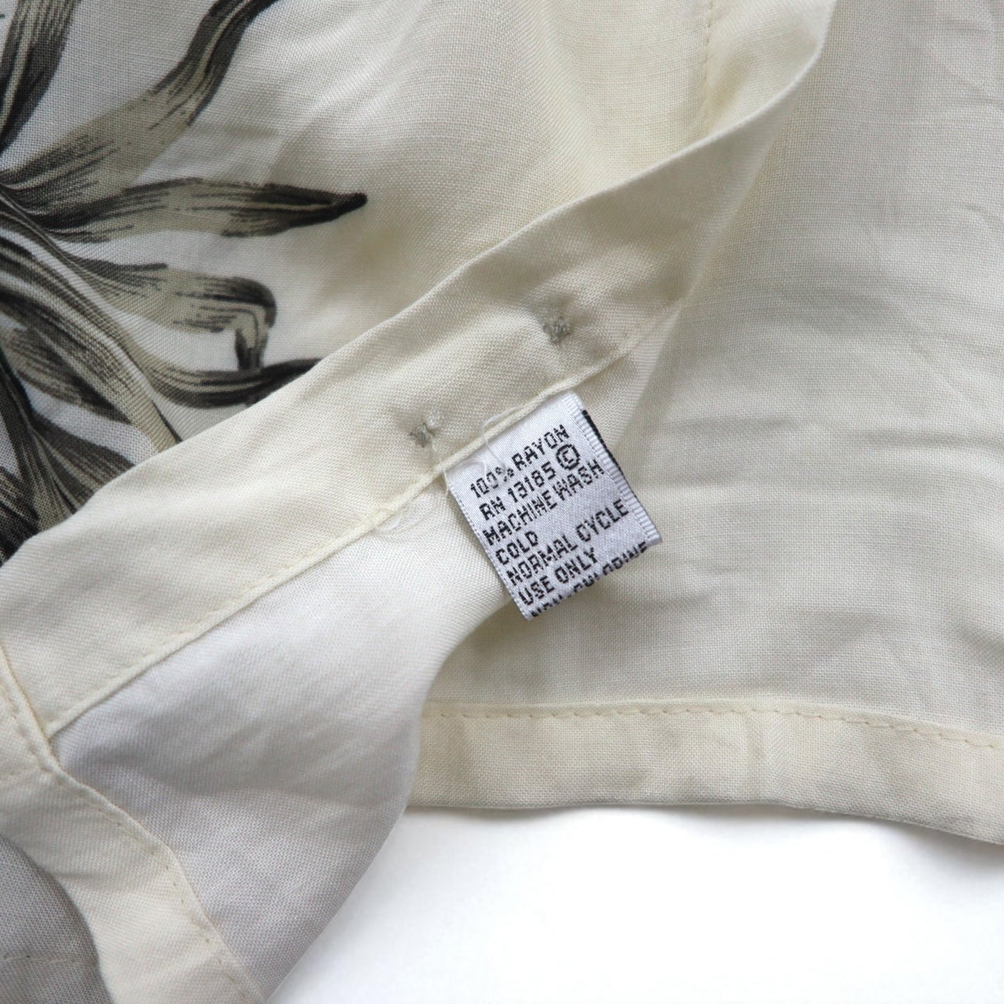 pierre cardin アロハシャツ XL ブラック ホワイト レーヨン ハイビスカス ボタニカル