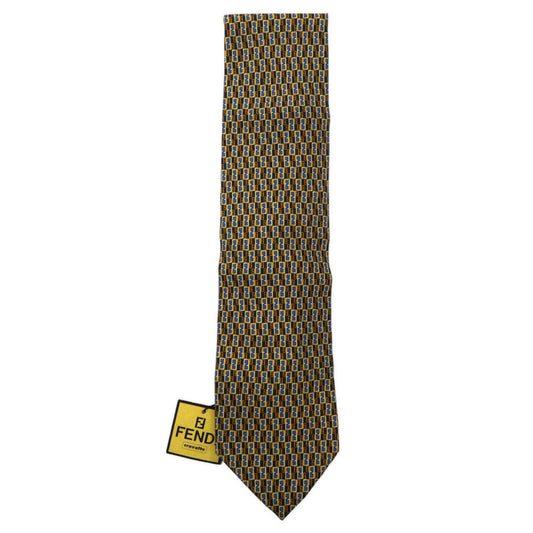 FENDI ネクタイ ブルー シルク 総柄 ズッキーノ オールド イタリア製 未使用品