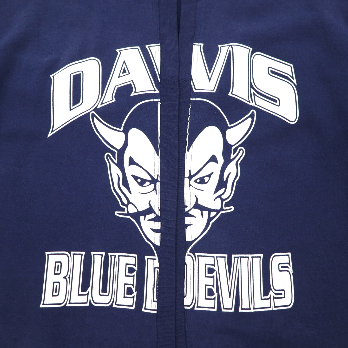 Hanes リメイク スウェット カーディガン L ネイビー コットン DAVIS BLUE DEVILS メキシコ製