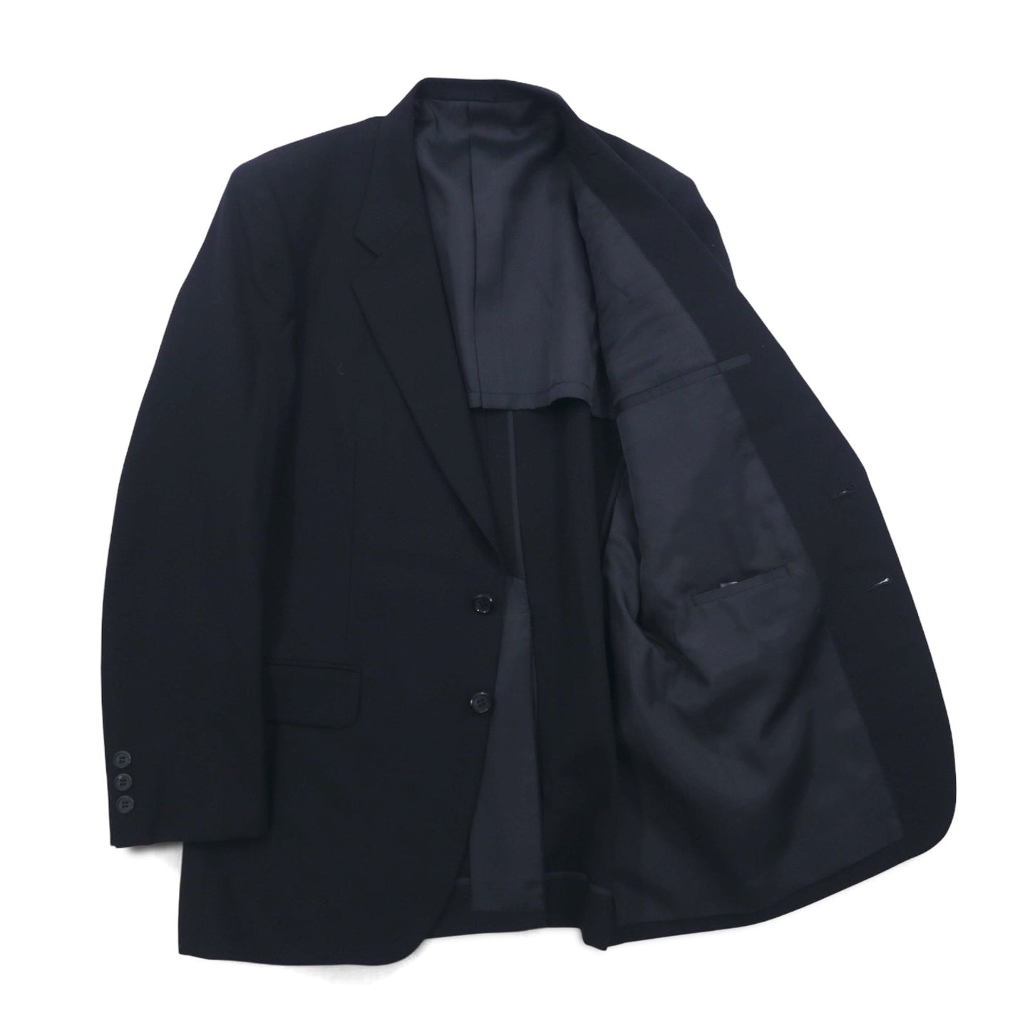 Vintage 90s Japan Made Black Suit Kodama Formal 2B スーツ セットアップ S ブラック ウール 羊毛 日本製 未使用品
