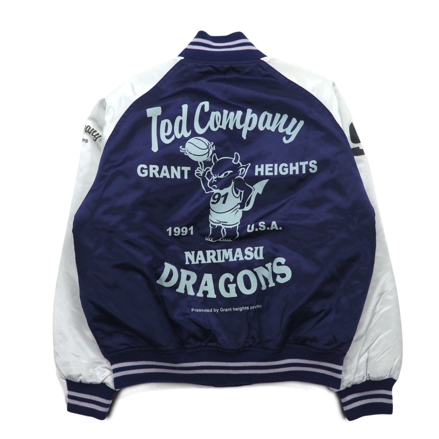 Ted Company ナイロン スタジャン S ネイビー 両面プリント キルティングライナー NARIMASU DRAGONS