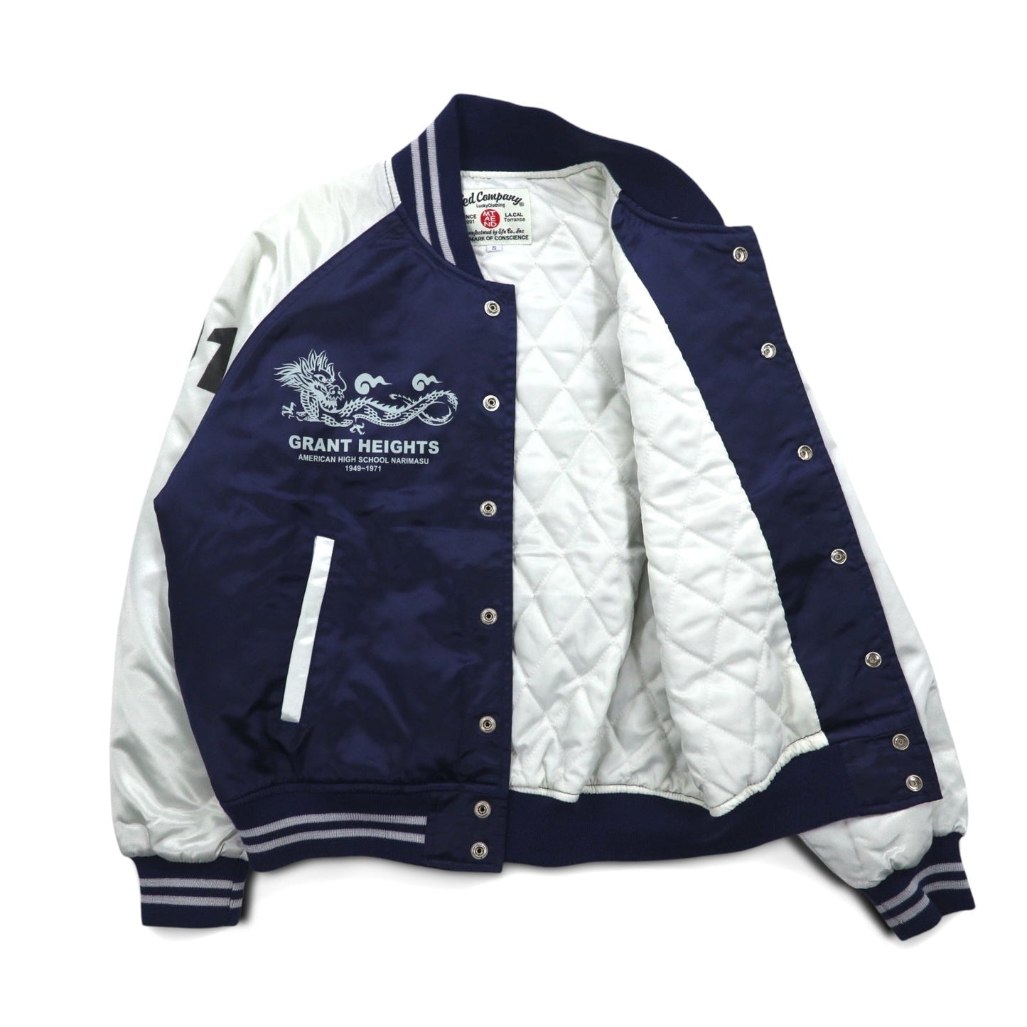 Ted Company ナイロン スタジャン S ネイビー 両面プリント キルティングライナー NARIMASU DRAGONS