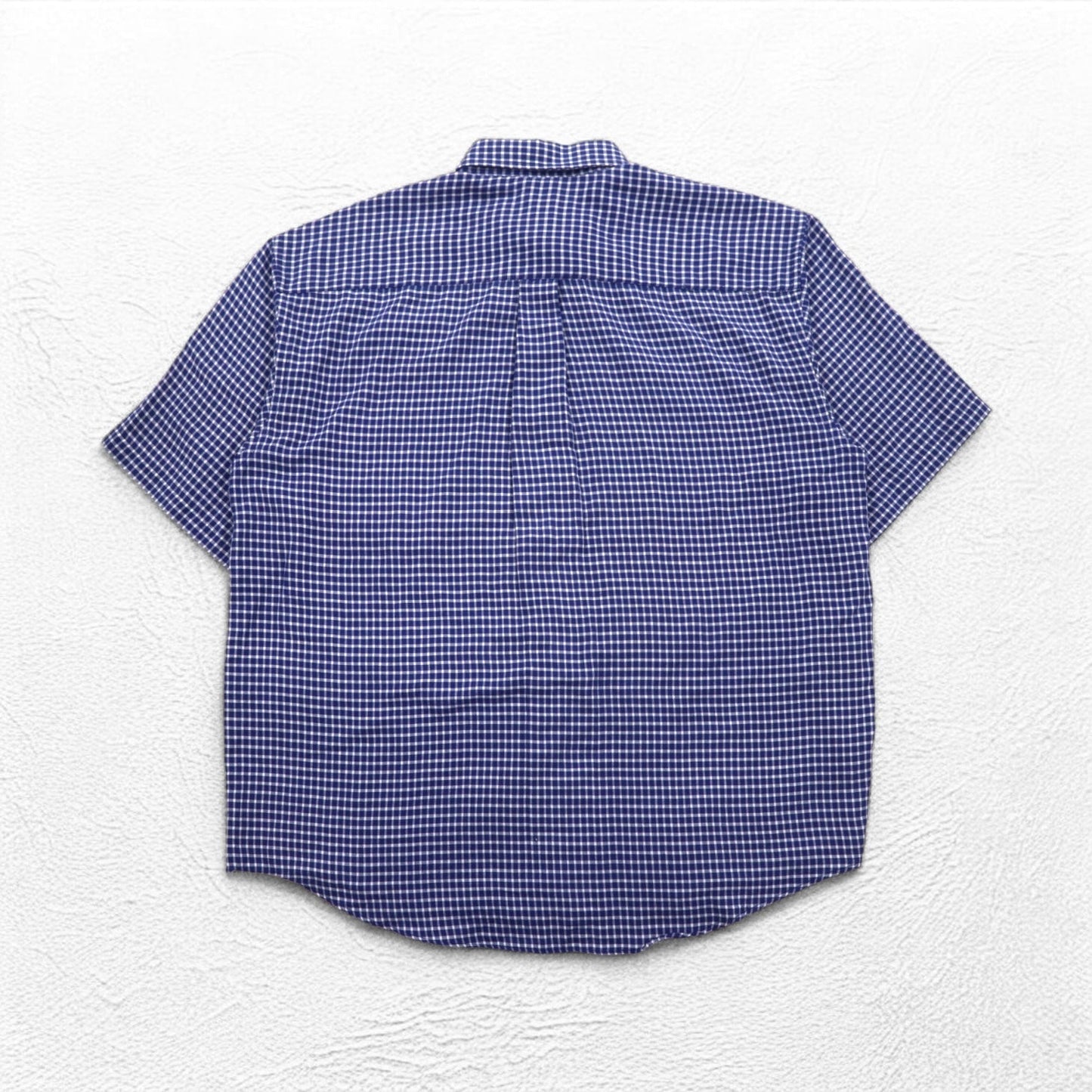 VAN HEUSEN 90年代 半袖 シャツ L ブルー チェック コットン 襟芯