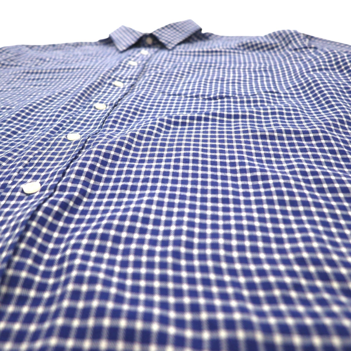 VAN HEUSEN 90年代 半袖 シャツ L ブルー チェック コットン 襟芯