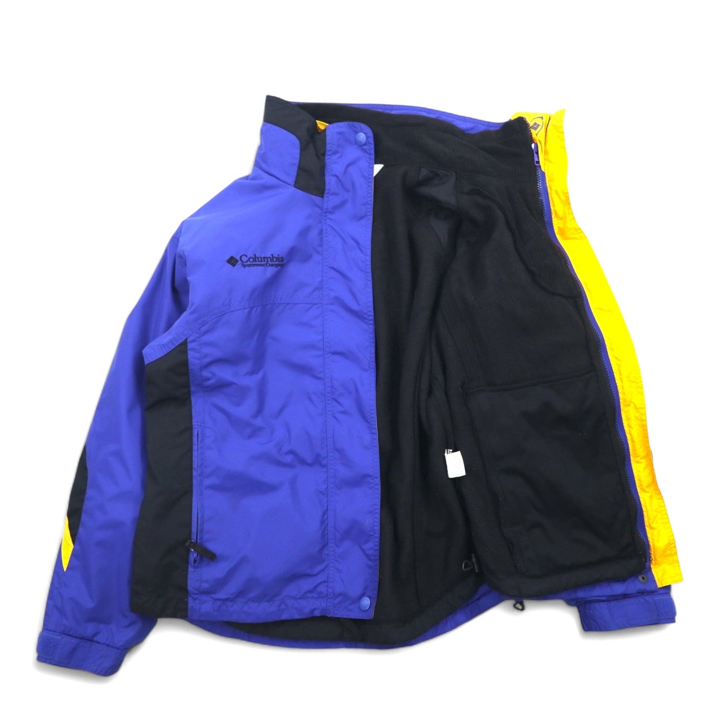 Columbia 90年代 3WAY マウンテンパーカー M ブルー ブラック ナイロン フリース ライナー ドローコード ジップインジップ搭載
