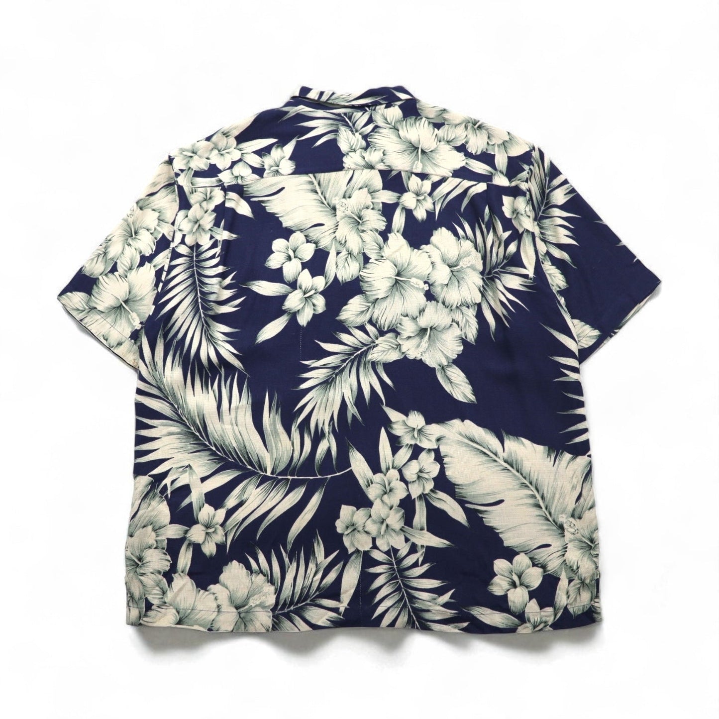 TOMMY BAHAMA シルク オープンカラー 開襟 アロハシャツ XL ネイビー ハイビスカス