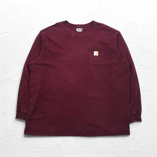 carhartt ロングスリーブ ポケット Tシャツ ロンT 3XL ボルドー ビッグサイズ ホンジュラス戦