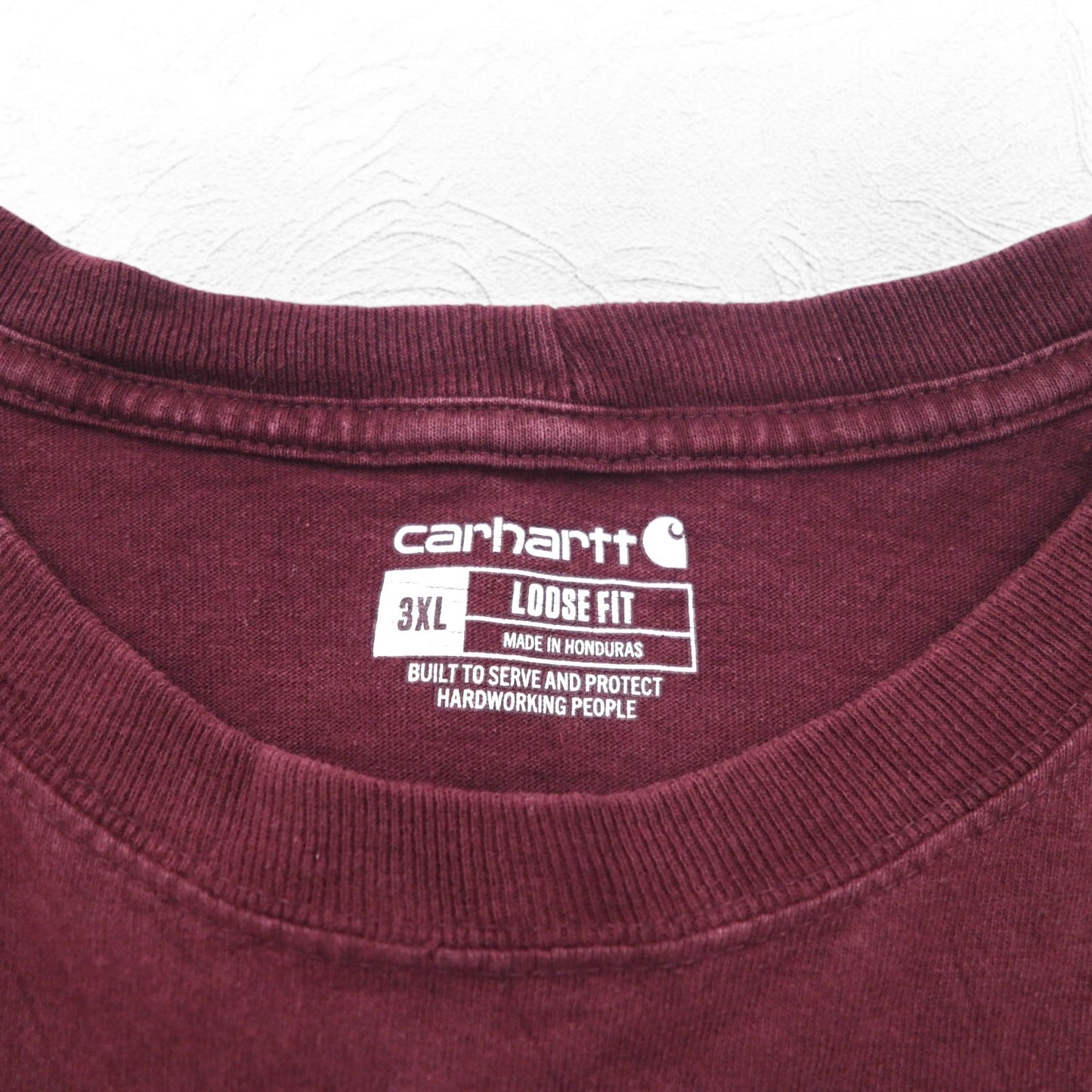 carhartt ロングスリーブポケット Tシャツ ロンT 3XL ボルドー ビッグサイズ ホンジュラス戦
