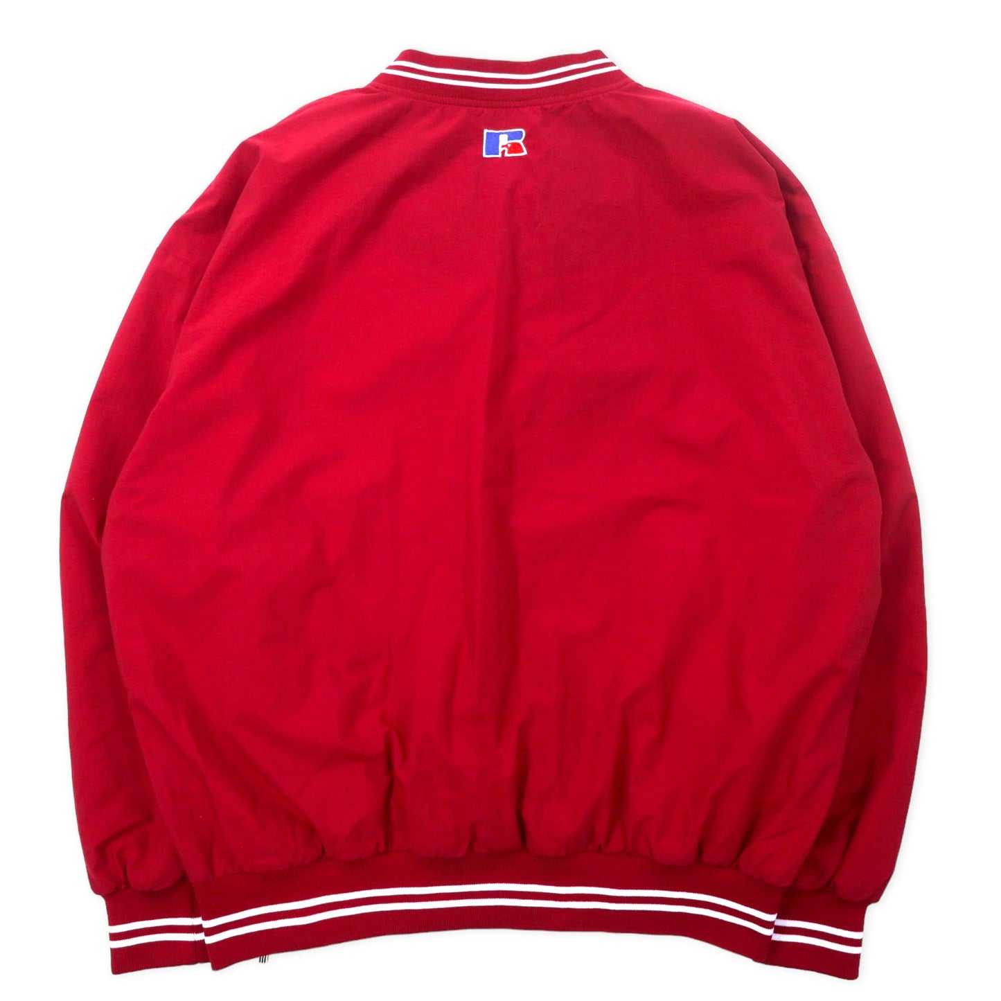 RUSSELL ATHLETIC リブライン ピステ プルオーバー ナイロンジャケット XL レッド ナイロン 防水 カレッジ刺繍 SOONERS ビッグサイズ